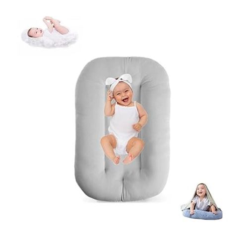 Lucakuins Baby Lounger for Infants 0-12 Months, Bionic Design Baby Lounger Soft Organic Cotton Breathable Lounger, Newborn Babies Essentials Gifts