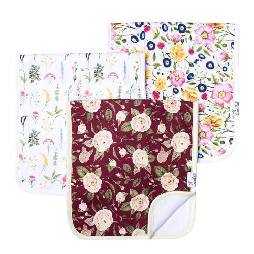 Copper Pearl Baby Burp Cloth Large 21''x10'' Size Premium Absorbent Triple Layer 3-Pack Gift Set “Scarlet