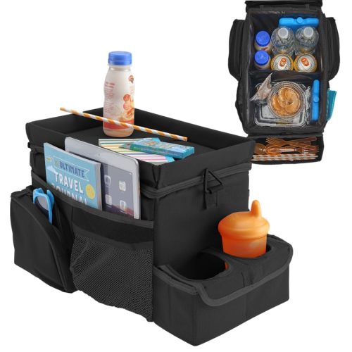 High Road CarHop Car Seat Organizer for the Front or Back Seat for Kids and Adults with Cup Holder Tray, Side Pockets and Cooler Compartment