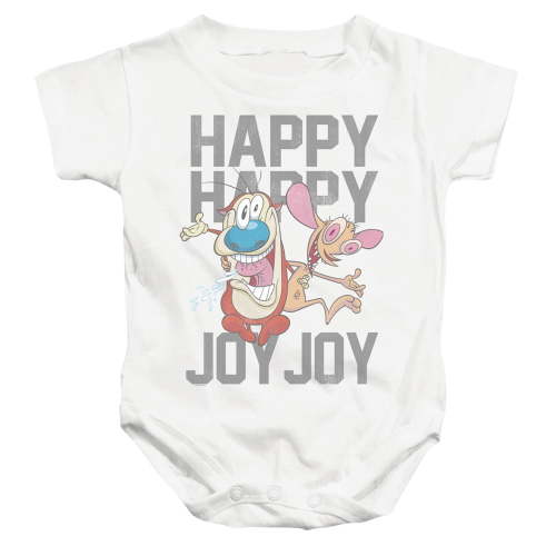 Ren and Stimpy Happy Happy Joy Joy Unisex Infant Snap Suit for Baby, White, 6 Months