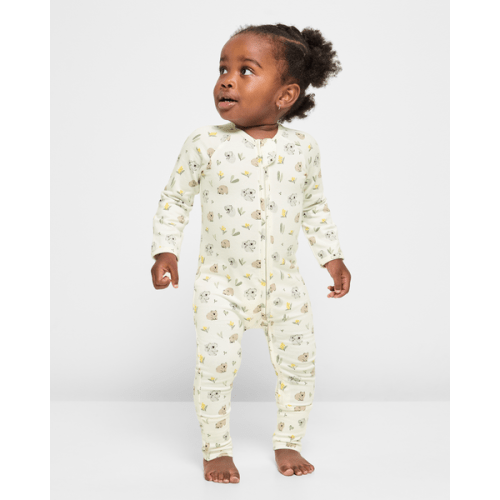 Baby Organic Cotton Footless Coverall - Aussie Animals