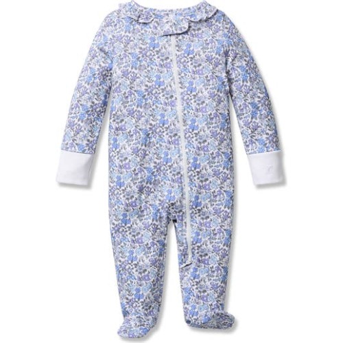 Floral Pima Cotton Zip Footie, 3-6M