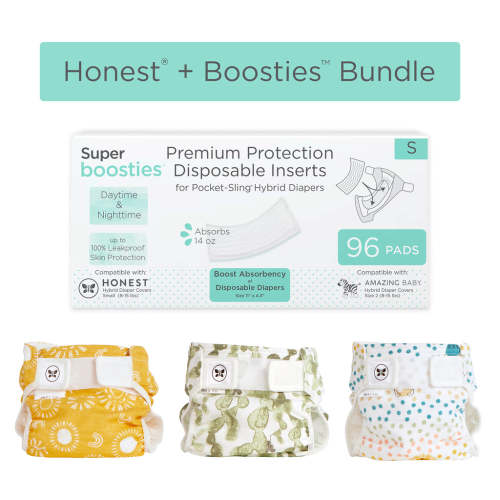 Honest® + Boosties - Hybrid Bundle -3 Covers & 96pk of Boosties Disposable Inserts, SMALL 8-15 lbs