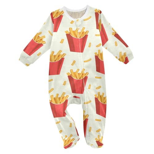 vvfelixl Crispy French Fries Baby Sleepers for Girl Boys Newborn Baby Play One-Piece Footies for 0-3 Months
