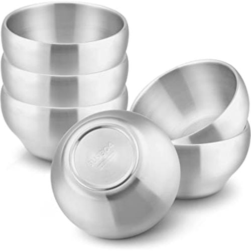 HaWare 6-Piece Kids Bowls, 12oz SUS304 Metal Bowl for Toddler Children, Small Baby Bowls for Feeding/Soup/Snacks, Multipurpose 18/8 Stainless Steel Cereal Bowls, Double Walled, Dishwasher Safe