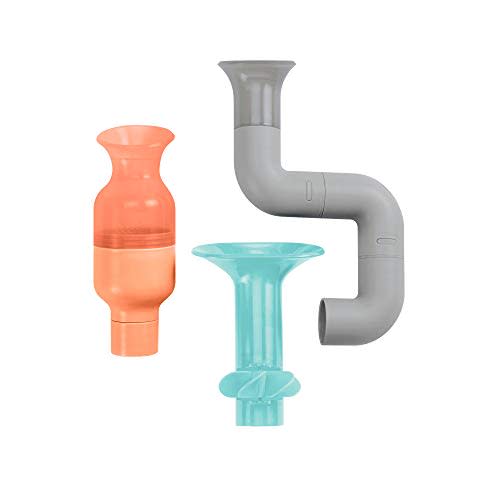 Boon TUBES Building Toddler Bath Tub Toy for Kids Aged 12 Months and Up, Gray (Pack of 3)