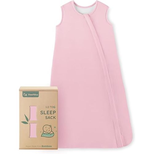 Yoofoss Rayon Made from Bamboo Baby Sleep Sack 0-6 Months 1.0 Tog Baby Wearable Blanket, Super Soft Infant Toddler Sleeping Sack 2-Way Zipper
