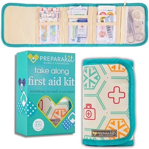 Travel First Aid Kit for Kids - Mini Diaper Bag, Car, Purse, Backpack, 75 Piece Medicine Includes All Essential Medical Supplies TSA-Approved (Teal)