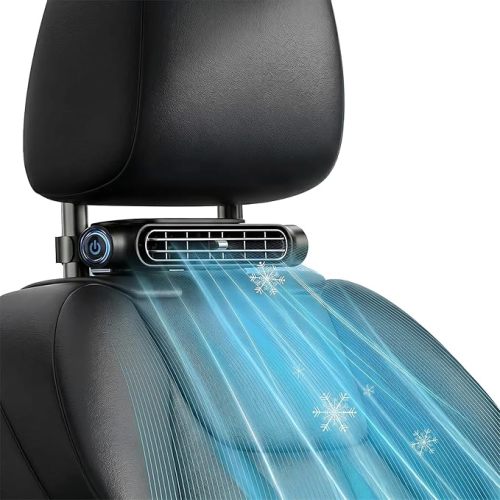 Car Seat Fan, Car Fans for Backseat for Kids, Mini Portable Battery Operated Back Seat Baby Quiet Headrest Neck Cooling Fan with 3 Adjustable Wind Speeds for All Cars Vehicle Jeep Van Rv Truck(BLACK)