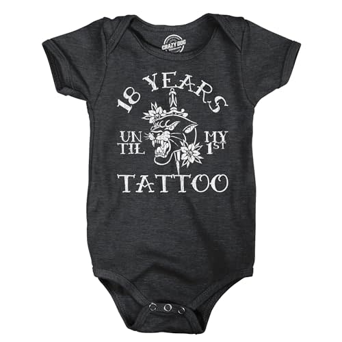 Crazy Dog T-Shirts 18 Years Until My First Tattoo Baby Bodysuit Funny Sarcastic Graphic Novelty Jumper for Infants