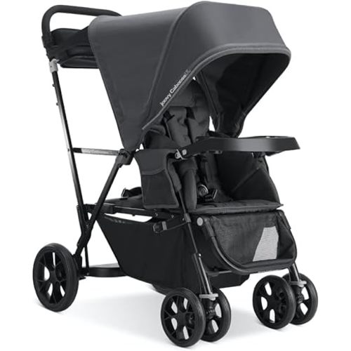 Joovy Caboose UL Sit and Stand Double Stroller with Bench Seat and Standing Platform, Plentiful Storage, Auto-Lock Quick-Fold, and Extended Sun Canopy, Jet