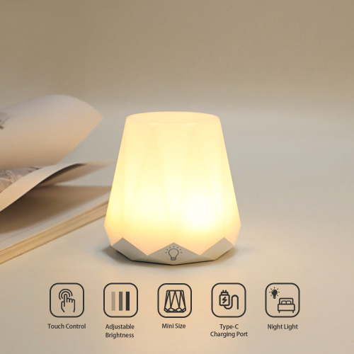 RUXAN Night Lamp for Bedroom-Rechargeable, Dimmable Warm Light, With Touch Sensor, for Baby Sleep, Bedside Mini Table LED Lamps
