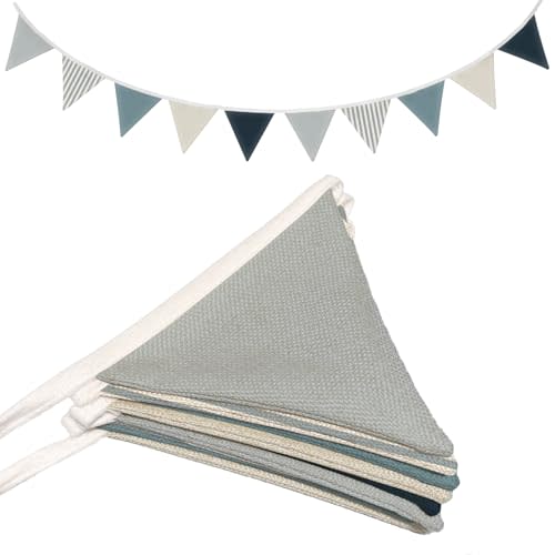 Wheatwin Boys Room Playroom Decor, Blue Pennant Banner Flags 11Ft, Nursery Baby Girls Boys Banner Toddler Room Decor for Kids Bed Baby Shower Birthday Party, Nursery Garland Double-Side Triangle Bunting Flag