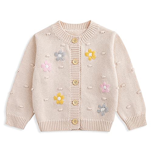 Simplee kids Baby Girl Thin Sweater Solid White Pink Cardigans for Toddler 0-3Years