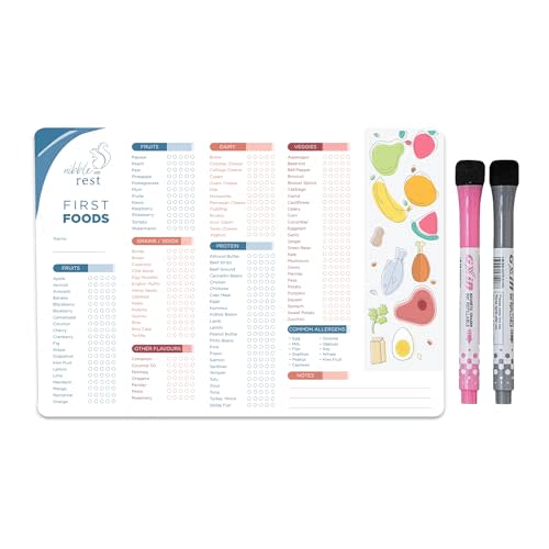Nibble and Rest Baby's First Foods Tracker Fridge Magnet, Dry Erase Activity Poster, Daily Food Log, 101 Before One, Baby Food Chart/Checklist 25x35cm