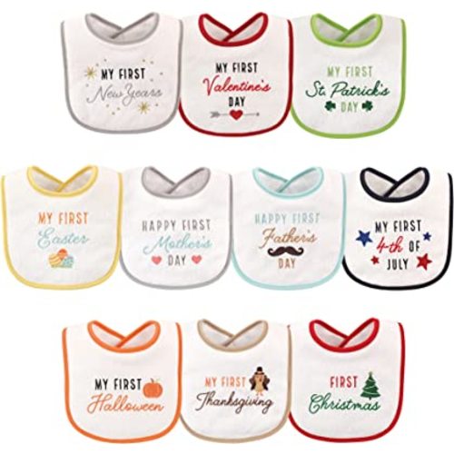 Hudson Baby Unisex Baby Cotton Terry Drooler Bibs With Fiber Filling
