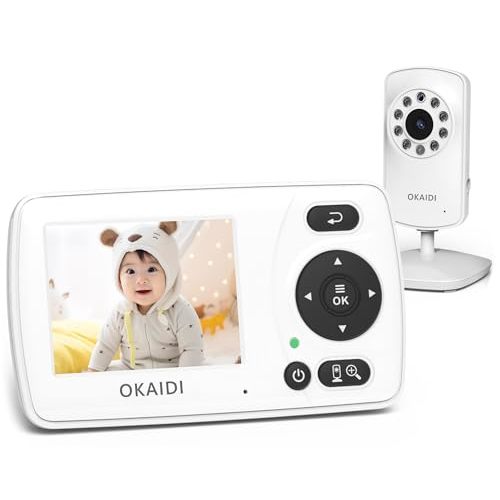 OKAIDI Video Baby Monitor with Camera and Audio, 2.4'' Portable Travel Baby Monitor, 1000ft Long Range Transmission, Baby Monitor No WiFi, Infrared Night Vision, VOX Mode, Baby Monitor
