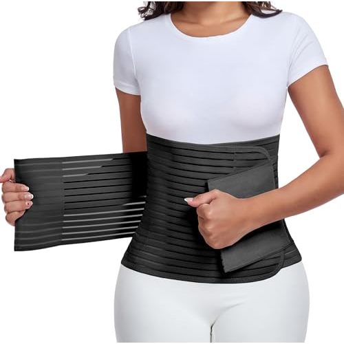 Postpartum & Post Surgery Abdominal Binder. Postpartum Belly Band Support Recovery after C-Section, Natural Birth, Hysterectomy, Hernia Belt (Black,L)