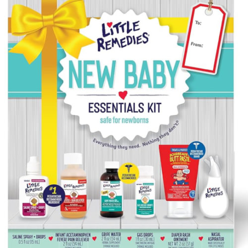 Little Remedies, New Baby Essentials Kit, 6 Newborn Essentials, Saline Nasal Spray, Gas Relief Drops, Gripe Water, Fever Reliever, & Diaper Ointment