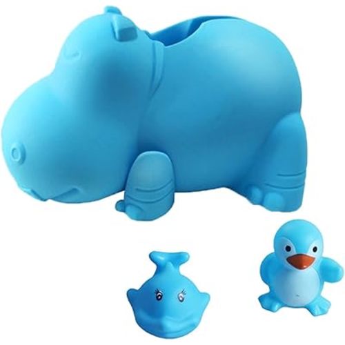 Bath Spout Cover - Faucet Cover Baby - Tub Spout Cover Bathtub Faucet Cover for Kids -Tub Faucet Protector for Baby - Silicone Spout Cover Blue Hippo - Kids Bathroom Accessories - Free Bathtub Toys