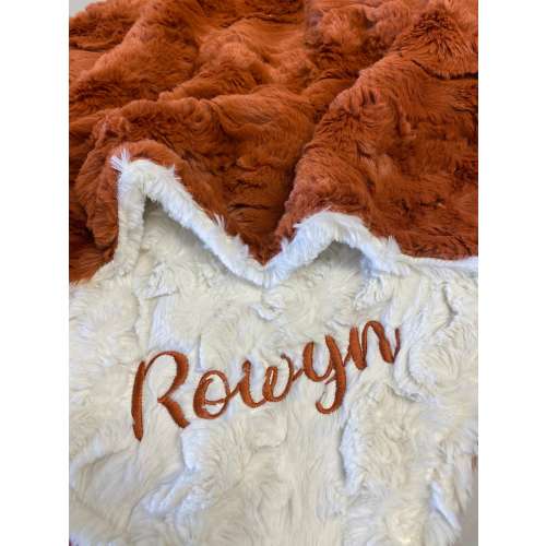 Personalized Baby Blanket, Rust Glacier Minky, Newborn Boy gift, Baby Shower Gift