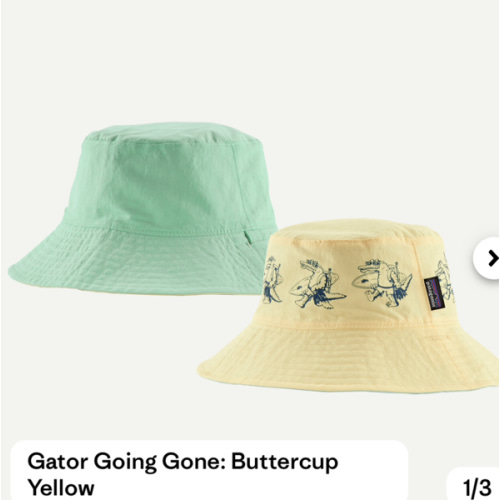 Patagonia Baby Sun Bucket Hat 0-3 months Gator/Buttercup