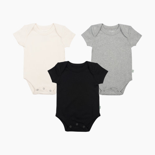Finn & Emma Lap Bodysuit (3 Pack) - Grey/Off White/Black, 0-3 Months