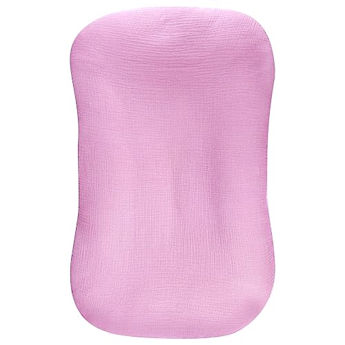 Hooyax Muslin Baby Lounger Cover Soft Organic Cotton Slipcover Fits Newborn Lounger for Baby Boys and Girls (Lavender)
