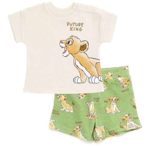 Disney Waffle Knit T-Shirt and Shorts Outfit Set Newborn to Little Kid Sizes (0-3 Months - 5)