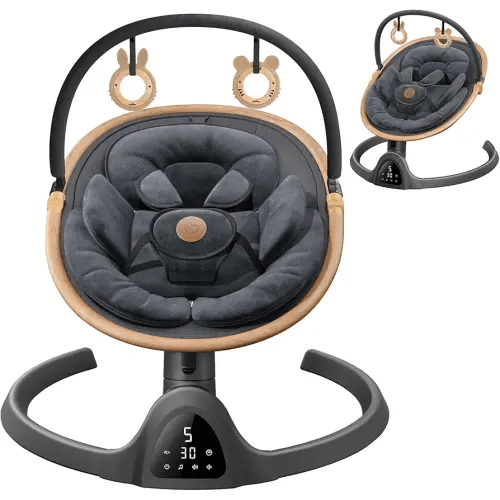 Baby Swings for Infants, Fasonbaby Bluetooth Infant Swing with Music Speaker with 3 Seat Positions, 5 Speeds and Remote Control - Portable Baby Swing for Indoor and Outdoor (Black)