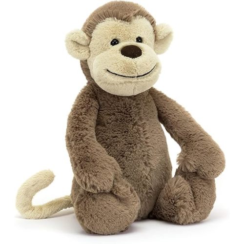 Jellycat Bashful Monkey Stuffed Animal, Medium 12 inches | Monkey Plush Toy | Classic Children's Gift