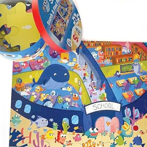 Super Simple Songs Finny The Shark Set of 2 24-Piece Search and Find 24" x 18" Floor Puzzles