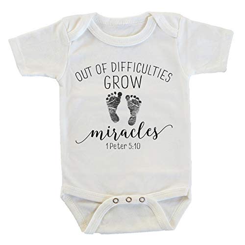 Witty and Bitty Out of Difficulties Grow Miracles Rainbow Baby After Miscarriage Onesie/Bodysuit