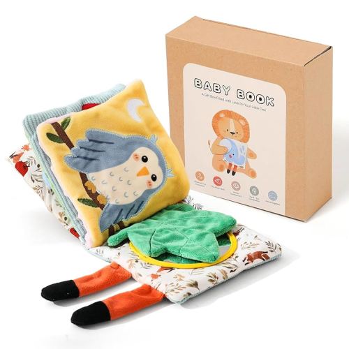Soft Baby Book Sensory Books for Babies Newborn Infant Toys with Touch and Feel, Crinkle Pages, Mirror, Textures Early Learning Toy Gift for Tummy Time & Sensory Development