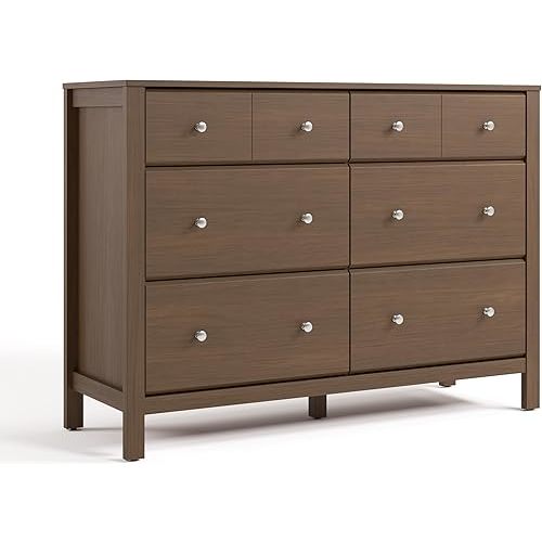 Storkcraft Horizon 6 Drawer Dresser (Hazelnut) – GREENGUARD Gold Certified Dresser for Nursery & Kids’ Room, Modern Storage with Interlocking Drawer System