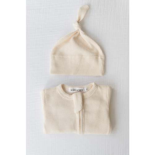 Organic Waffle Knit Footie With Bow Or Hat – Bella Berry Designs