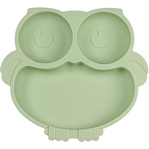 Silicone Baby Plate with Suction, Owl