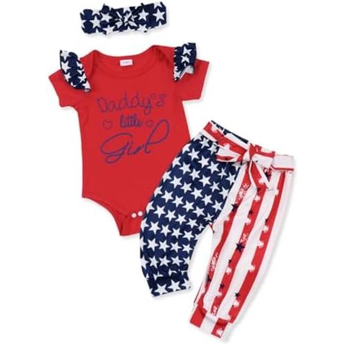 AMAWMW Baby Girl Clothes Set Daddys Little Girl Ruffle Romper Top Camouflage Pants Newborn Infant Baby Girl Outfit