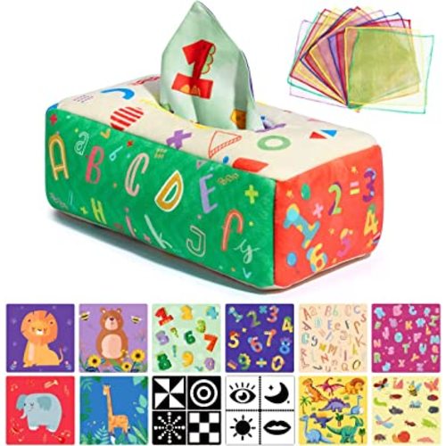 URMYWO Baby Toys 6 to 12 Months, Toys for 1 years old, Baby Tissue Box Toy, Sensory Toys for 0-6-12-18 Months Infant Newborn Toddlers, Baby Soft Crinkle Toys, Early Learning Toys Boys Girls Baby Gifts
