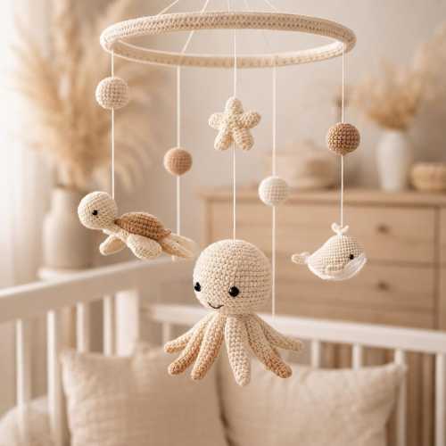 Ocean Baby Mobile, Octopus Crib Mobile, Sea Turtle Nursery Mobile, Whale Baby Mobile, Neutral Ocean Nursery Decor, Baby Shower Gift