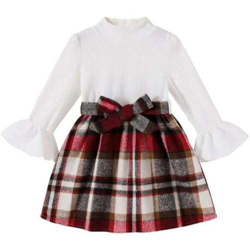 JEELLIGULAR Toddler Girl Dress Long Sleeve Knit Sweater Dress for Kids Little Girl Dresses Fall Winter Clothes Outfits