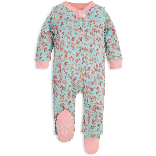 Burt's Bees Baby Girls' Sleep and Play PJs, 100% Organic Cotton One-Piece Romper Jumpsuit Zip Front Pajamas