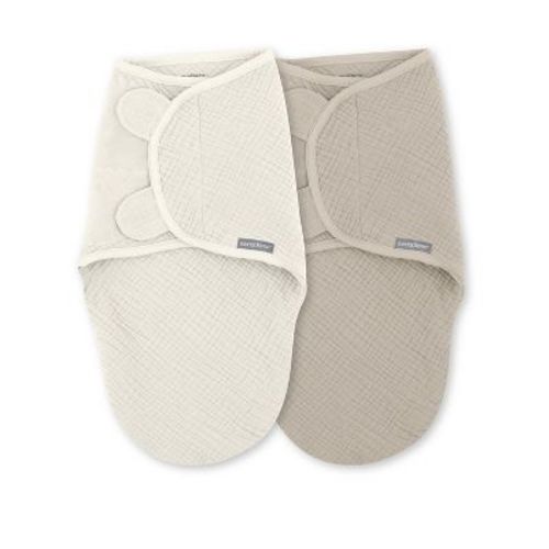 SwaddleMe by Ingenuity Baby Muslin Original 2pk Long Sleeve Swaddle Wraps - Cream/Cashew 0-3m