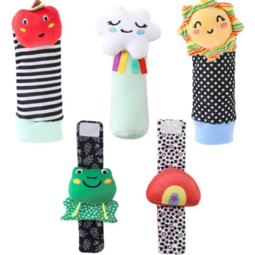 The Peanutshell Sock Rattles Set of 5 - Girl Boy Rattle Socks, Baby Toys 0-6-12 Month, Animal Newborn High Contrast Baby, Infant, Newborn Toys 0-3 0-6 Months Old Babies - Montessori