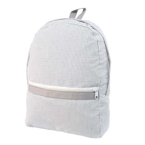 Medium Backpack- Grey Seersucker – Itty Bitty Bella