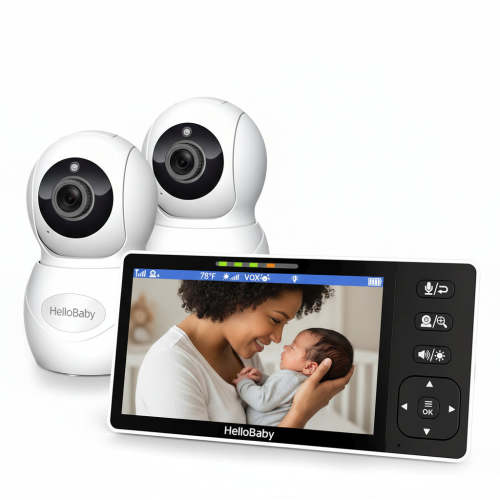 HelloBaby 720P Split Screen Baby Monitor with 2 Cameras HB6081-2