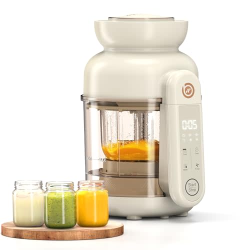 BabyNutri Auto Baby Food Maker, Glass Baby Food Mill, Baby Blender & Steamer and Puree Maker with Auto Cooking, Easy Cleaning, Touch Screen, Dishwasher Safe(12oz)
