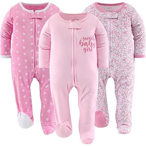 The Peanutshell Baby Girl Sleepers, Sleep and Play Footed Baby Pajamas for Girls, Baby Pjs, Newborn, 0-3, 3-6, 6-9 Months