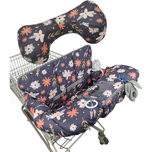 Shopping Cart Cover for Baby/Toddler, Cozy High Chair Cover, with Removable positioner, Dark Blue
