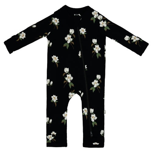 Zippered Romper in Small Midnight Magnolia